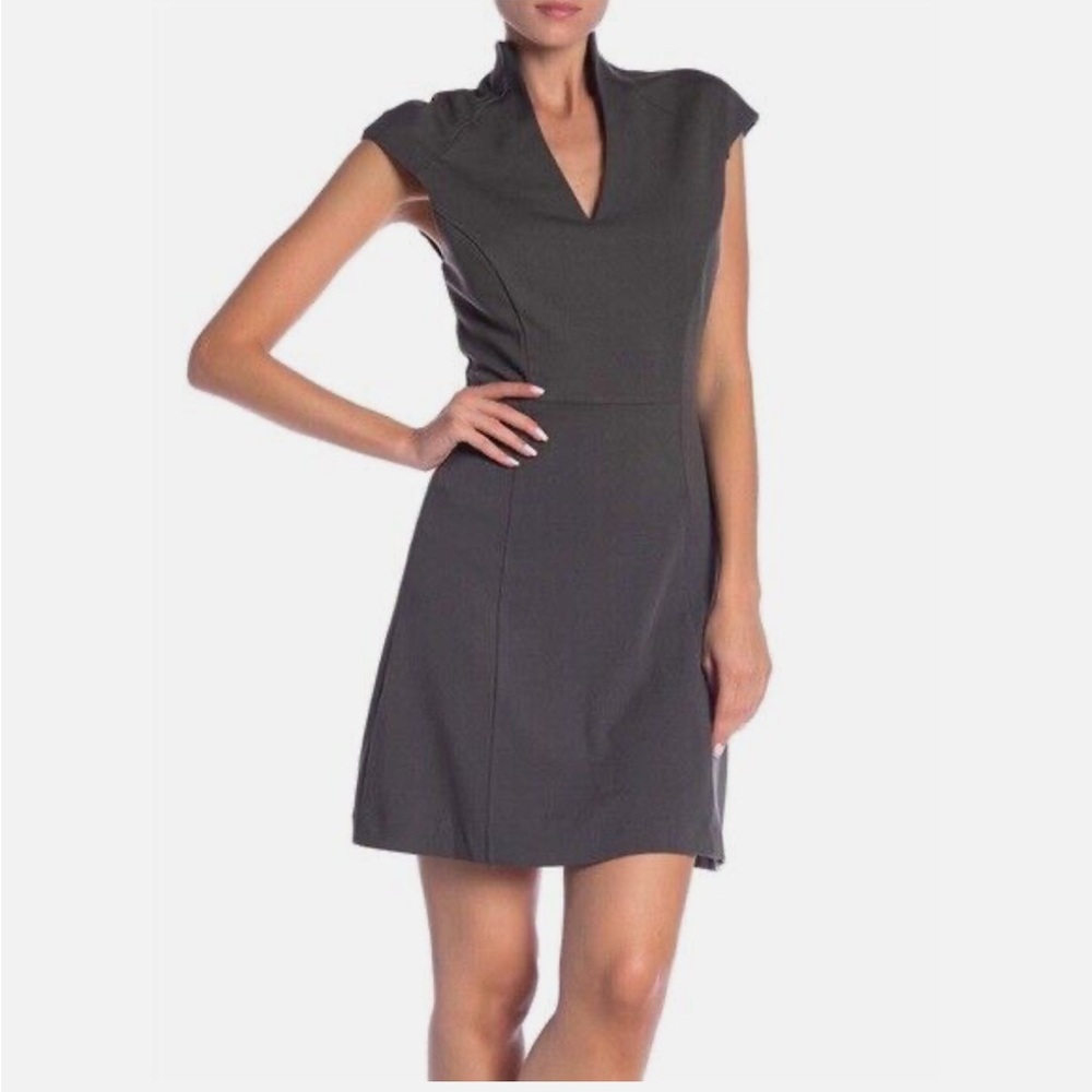 Alexia Admor Gray Pleated Sheath Midi Dress